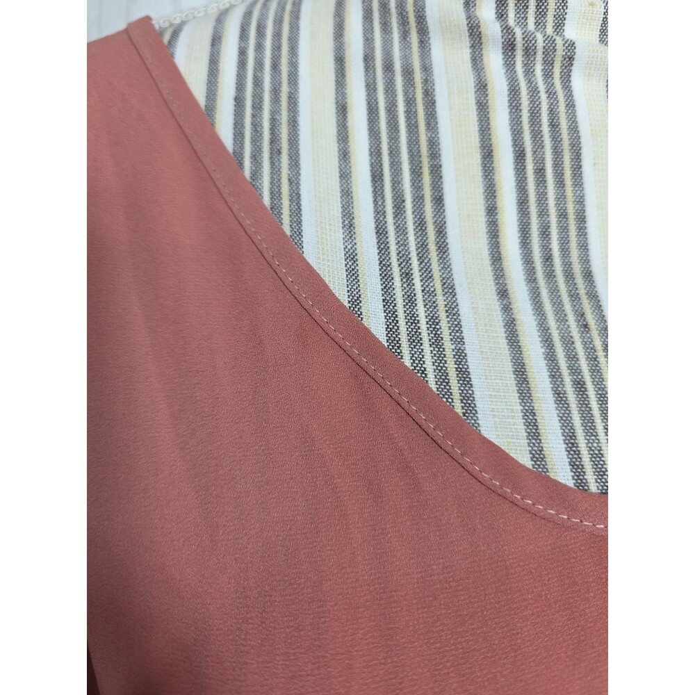 Alya Rust/Orange Short Sleeve Size S Chiffon Cap Sleeve Top Blouse Pull On Shirt - Picture 4 of 11